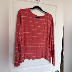 Old Navy Coral Striped Long Sleeve Tee